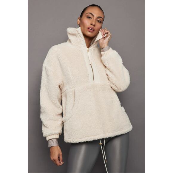 Varley Jackets & Blazers - Varley Posey Sherpa Pullover Cozy Soft Jacket Sweater Sandshell Cream